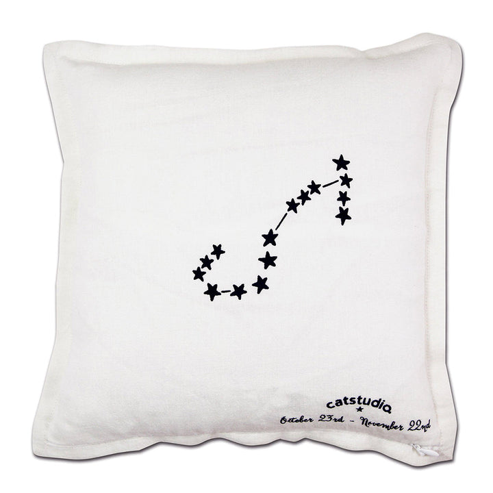Scorpio Astrology Hand-Embroidered Pillow by Cat Studio