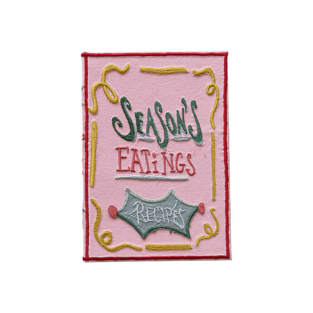 Handmade Paper & Embroidered Fabric Bound Recipe Book w/ 160 Ruled Pages © by Creative Co-Op