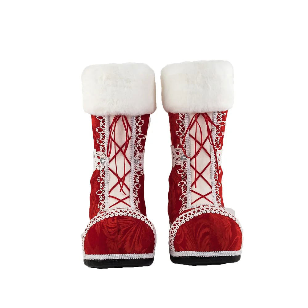 Set of 2 Red Santa Boots w/Lace Trim by December Diamonds