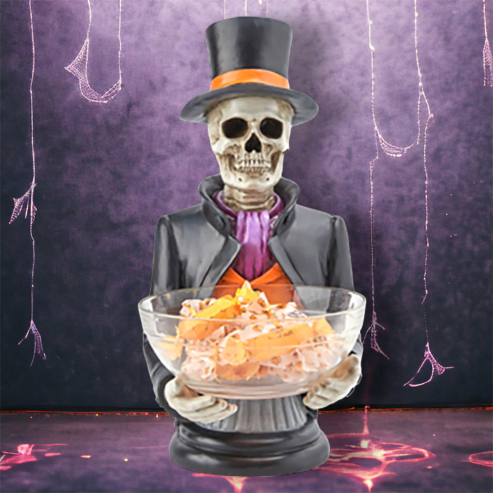 Skeleton Bust With Candy Bowl Display by December Diamonds