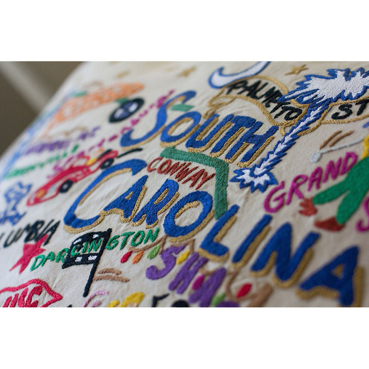 South Carolina Hand-Embroidered Pillow