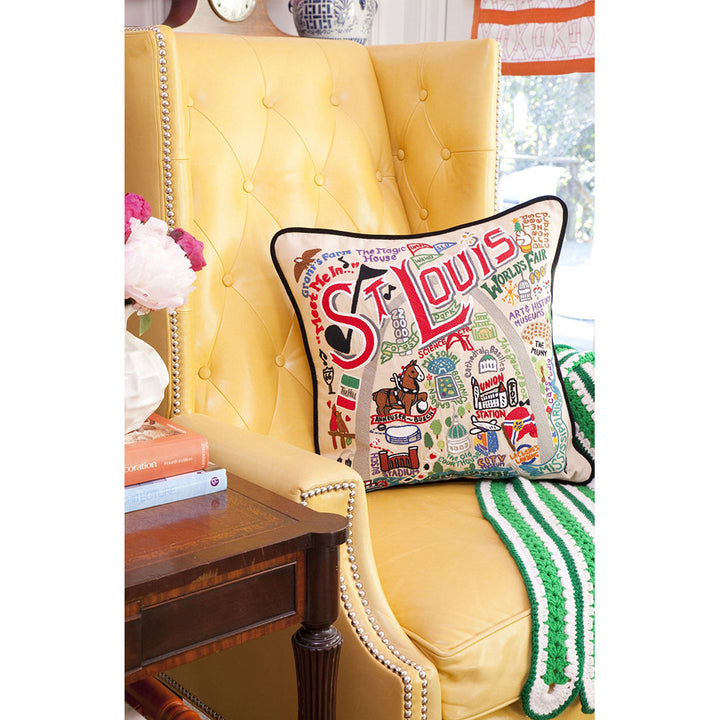 St. Louis Hand-Embroidered Pillow by CatStudio