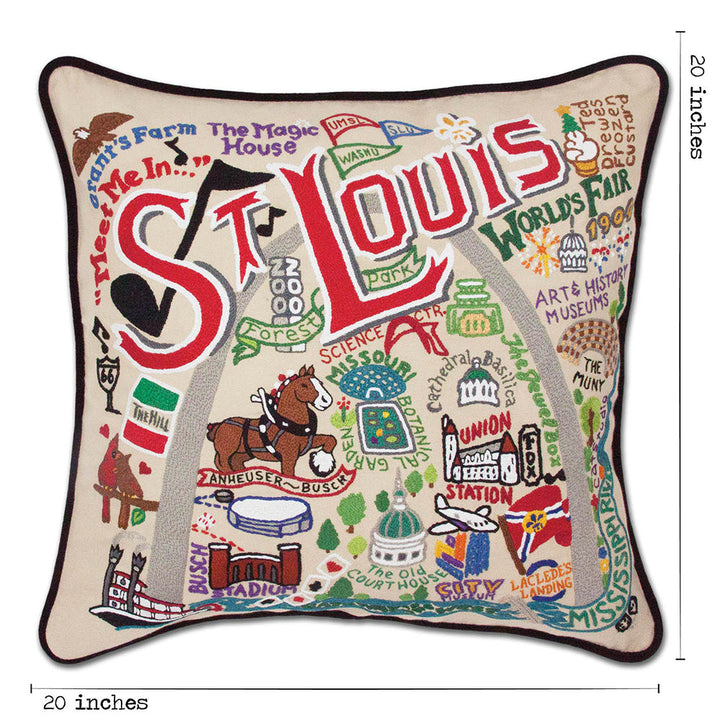 St. Louis Hand-Embroidered Pillow by CatStudio