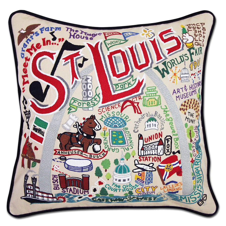 St. Louis Hand-Embroidered Pillow by CatStudio