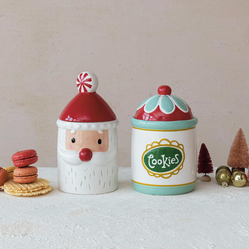 Stoneware Cookie Jar "Cookies", Multi Color © by Creative Co-Op