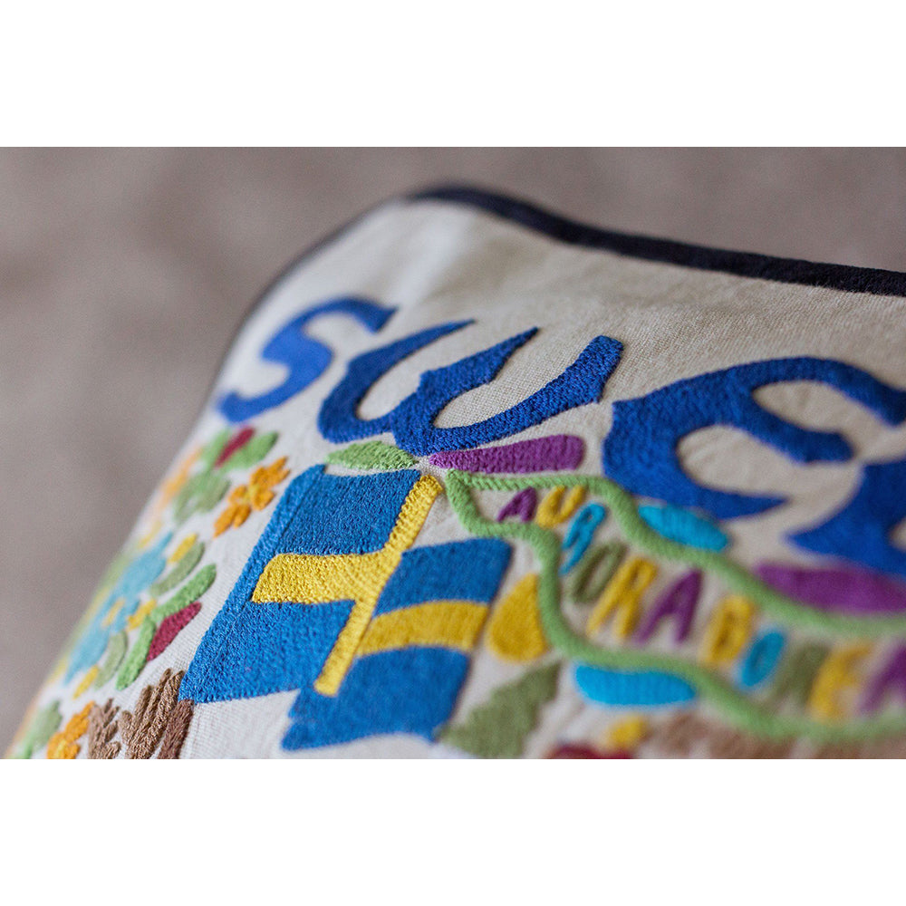 Sweden Hand-Embroidered Pillow