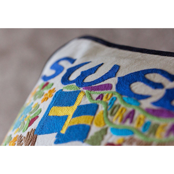 Sweden Hand-Embroidered Pillow