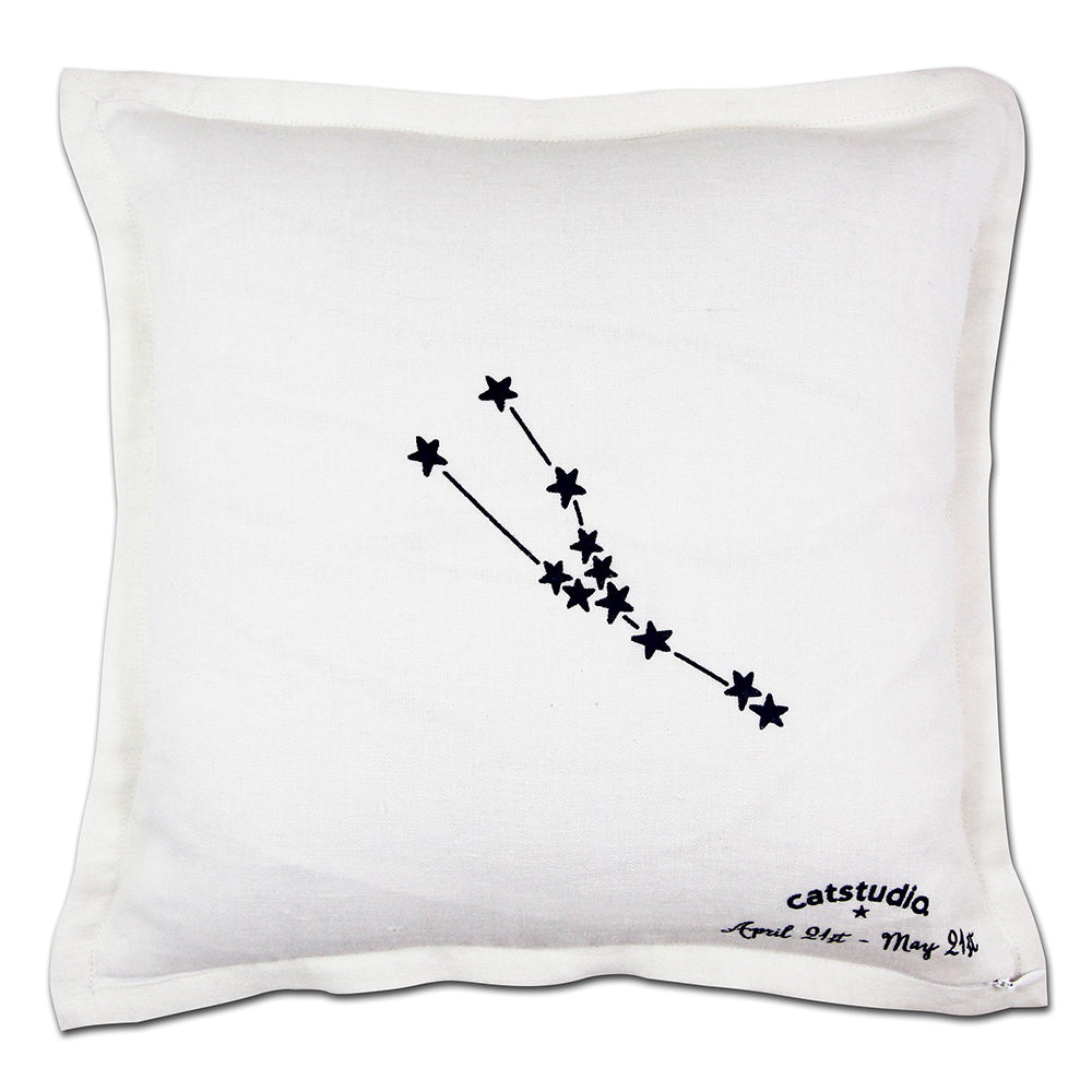 Taurus Astrology Hand-Embroidered Pillow by Cat Studio