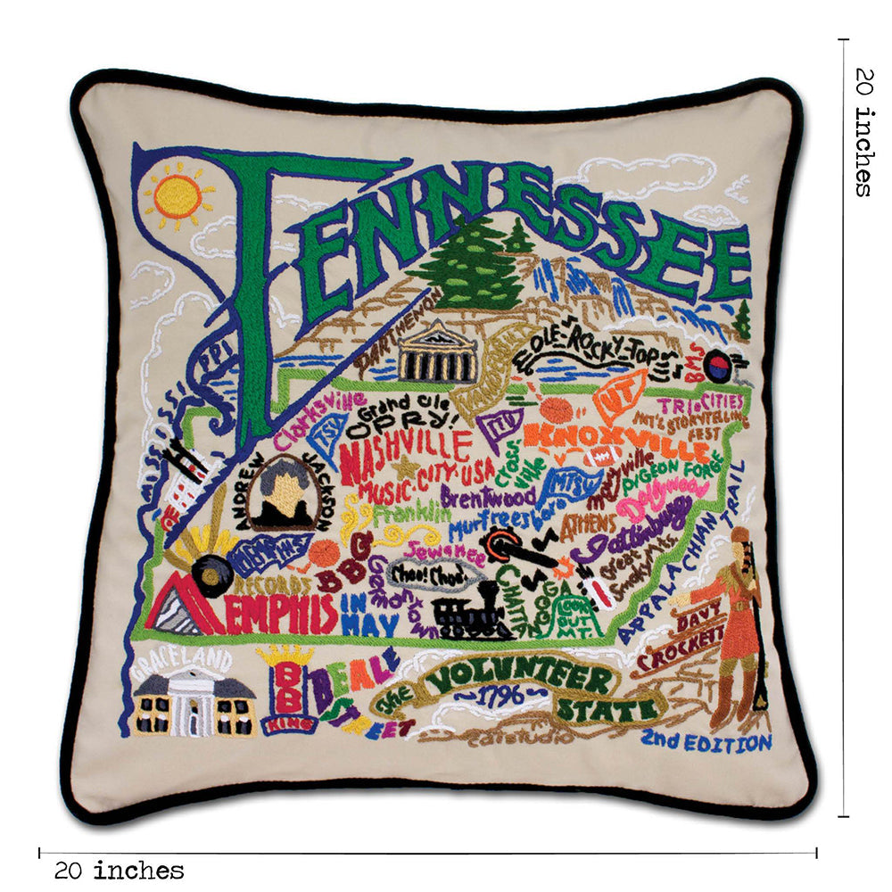 Tennessee Hand-Embroidered Pillow