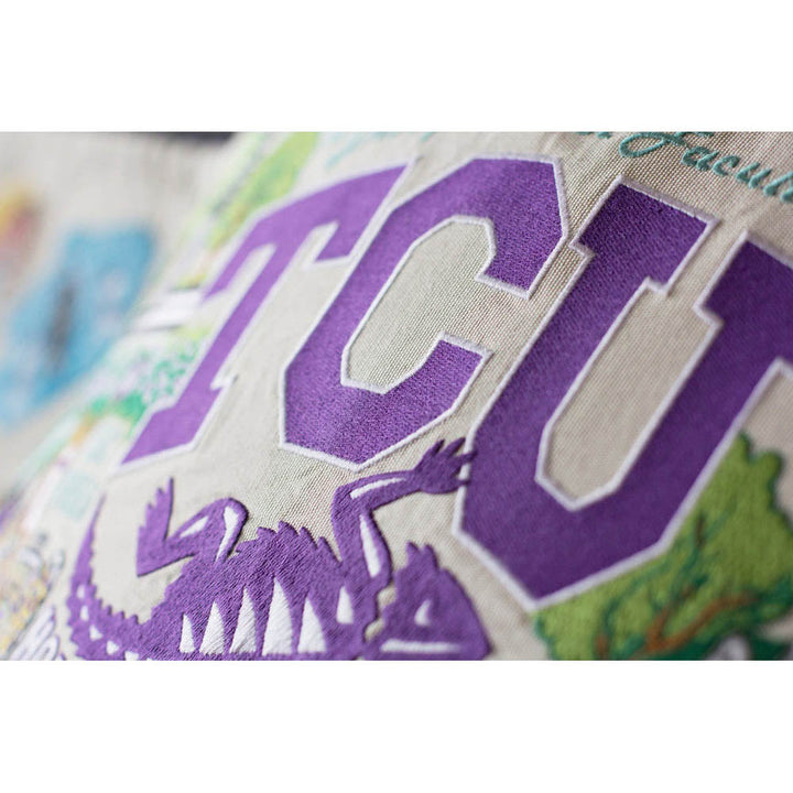 Texas Christian University (TCU) Collegiate Embroidered Pillow by CatStudio