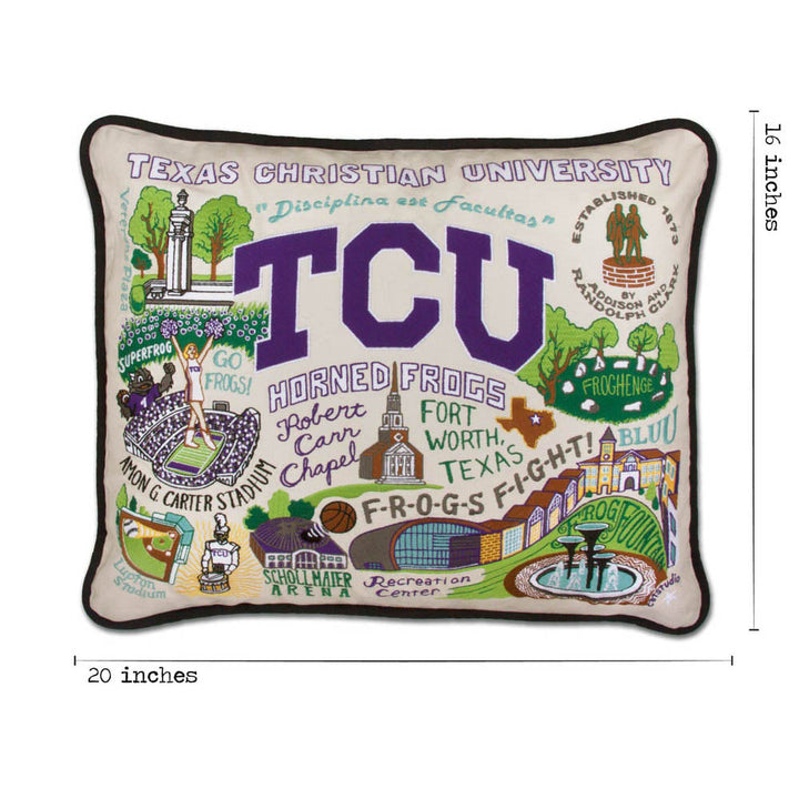 Texas Christian University (TCU) Collegiate Embroidered Pillow by CatStudio