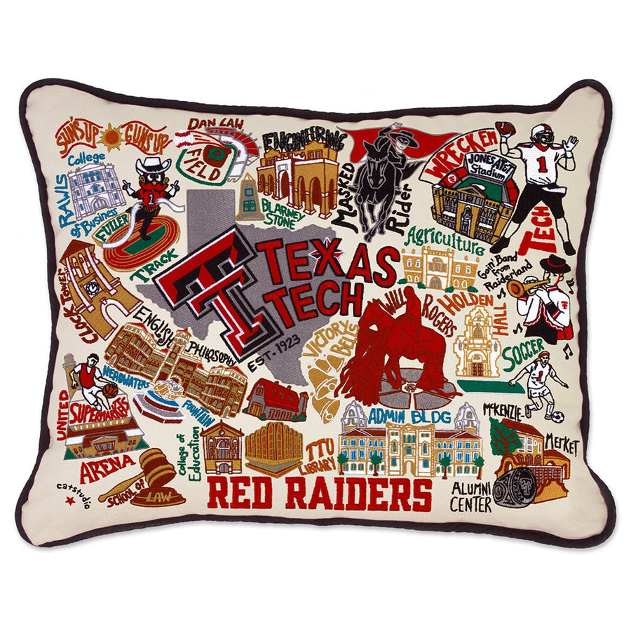 Texas Tech University Collegiate Embroidered Pillow by Cat Studio