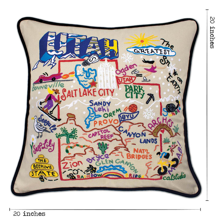 Utah Hand-Embroidered Pillow