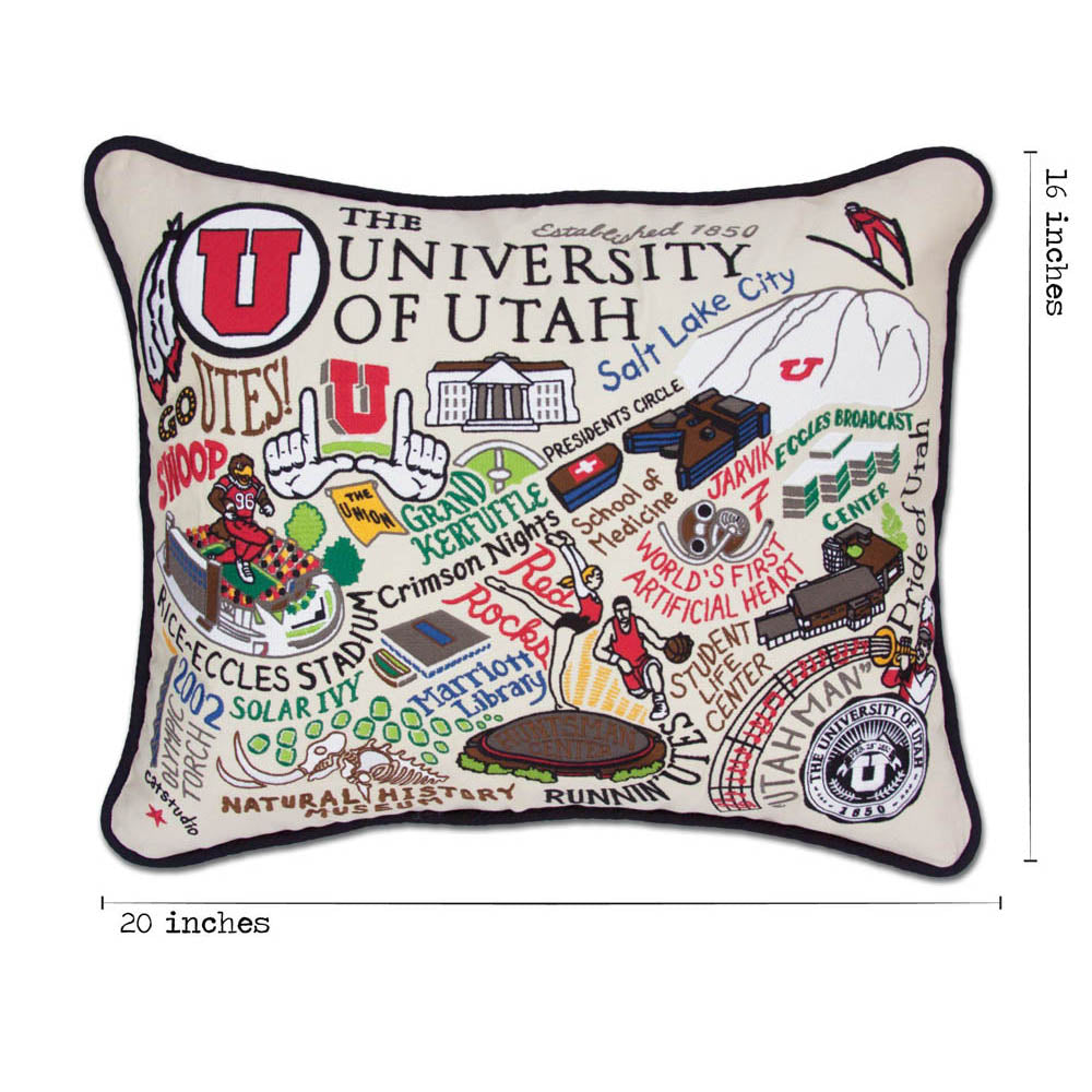 Utah, University of Collegiate Embroidered Pillow by CatStudio