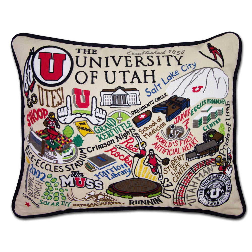 Utah, University of Collegiate Embroidered Pillow by CatStudio