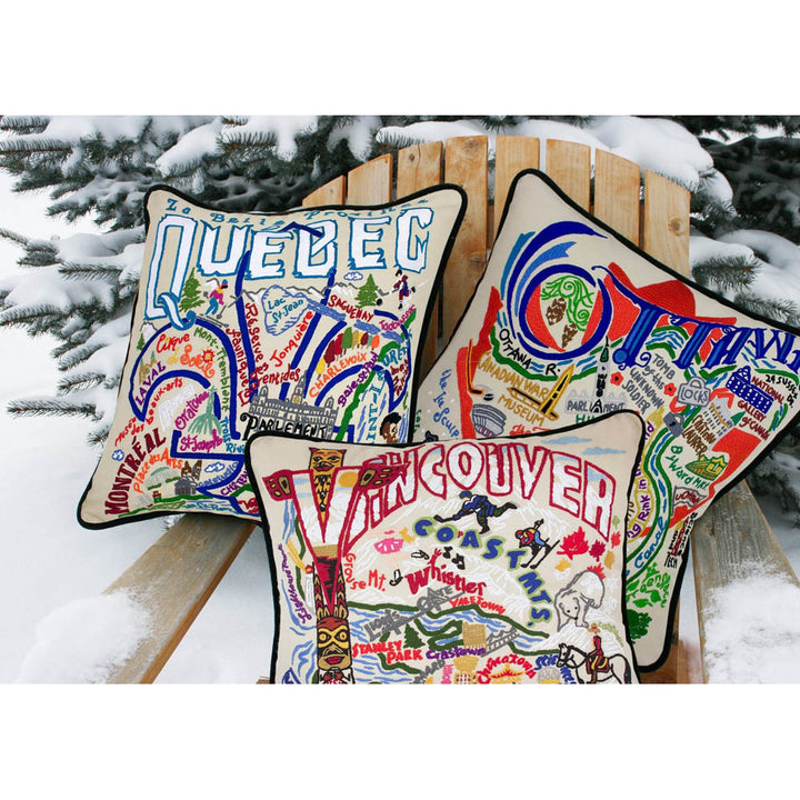 Vancouver Hand-Embroidered Pillow by CatStudio