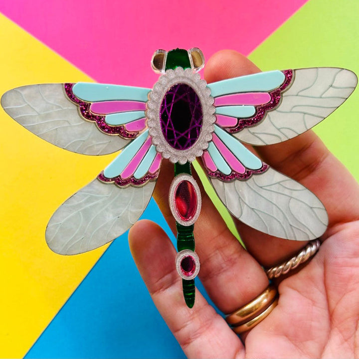 Victorian Age Inspired Insect Jewels Statement Acrylic Brooch - Dragonfly by Makokot Design