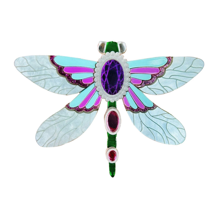 Victorian Age Inspired Insect Jewels Statement Acrylic Brooch - Dragonfly by Makokot Design