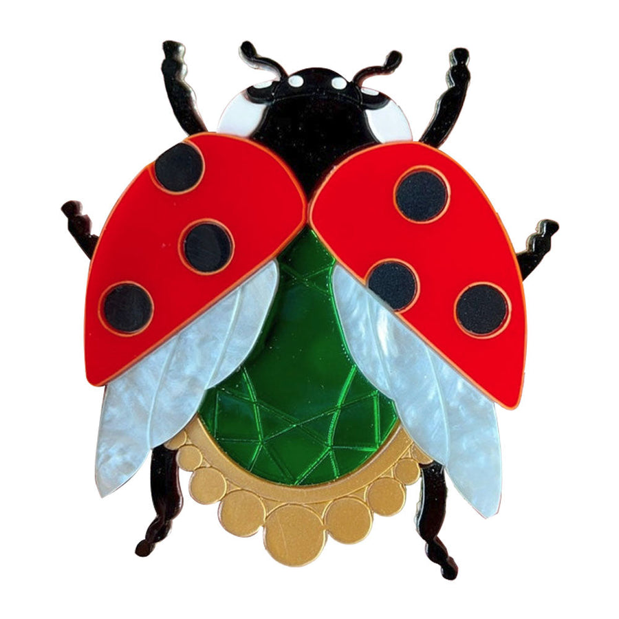 Victorian Age Inspired Insect Jewels Statement Acrylic Brooch - Ladybug by Makokot Design