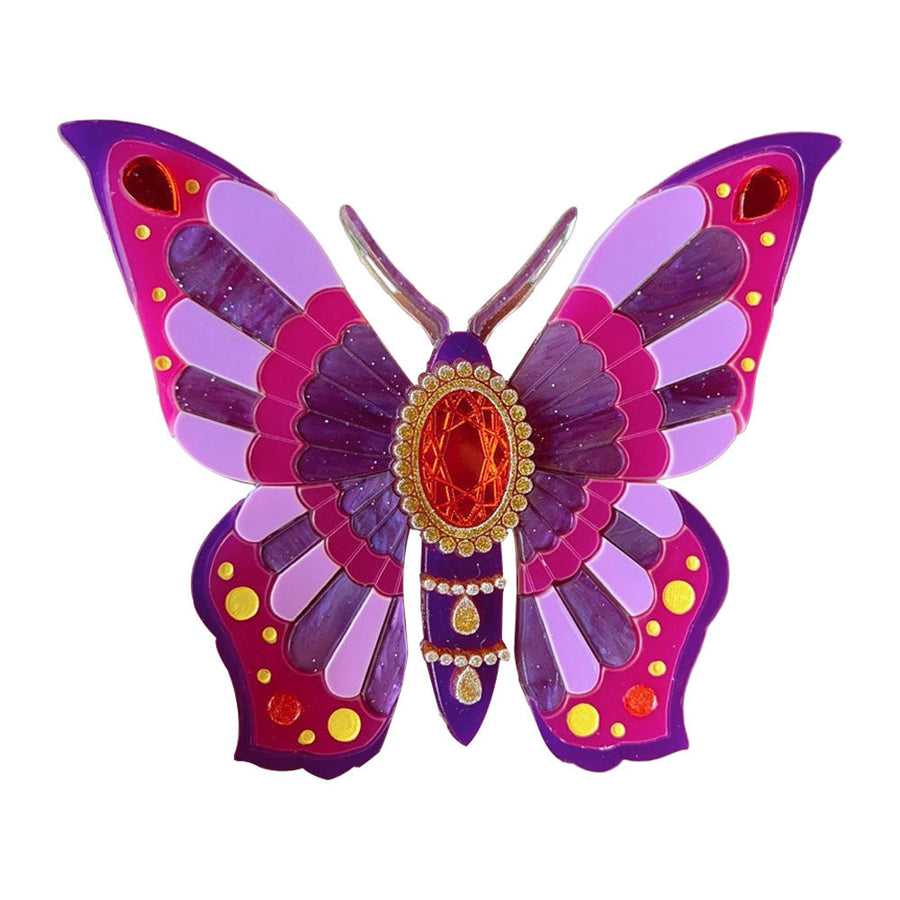 Victorian Age Inspired Insect Jewels Statement Acrylic Brooch - Purple Butterfly by Makokot Design