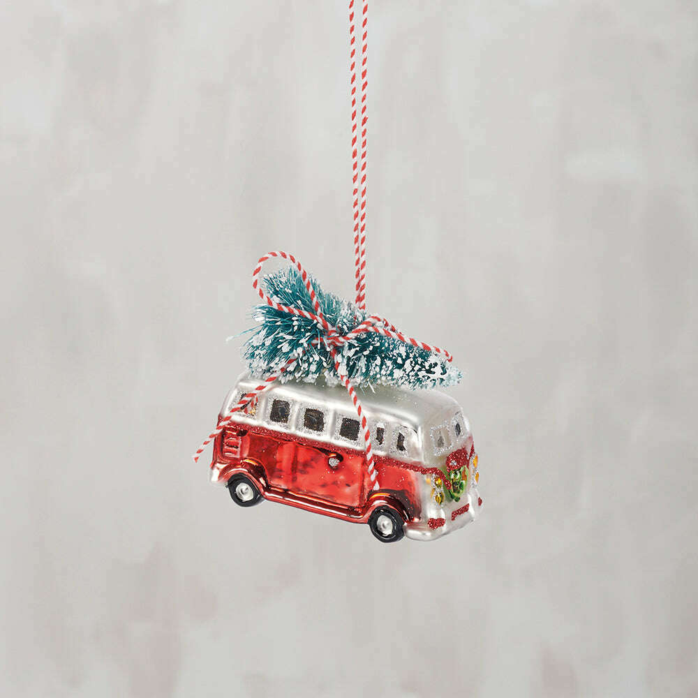 Vintage Bus Glass Ornament By Primitives by Kathy