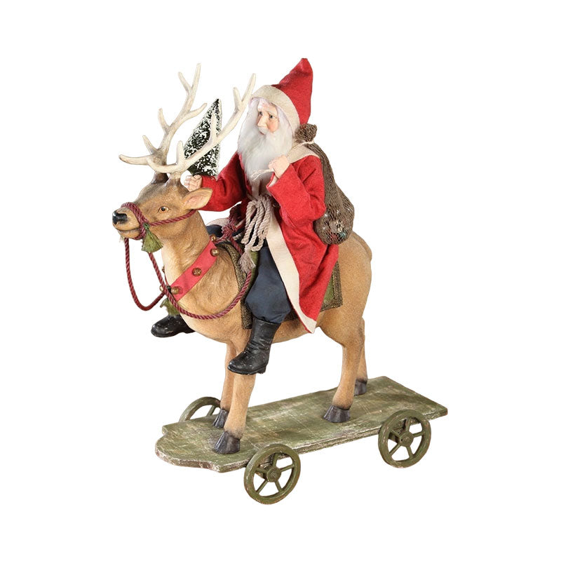 Vintage Santa Riding Reindeer by Bethany Lowe