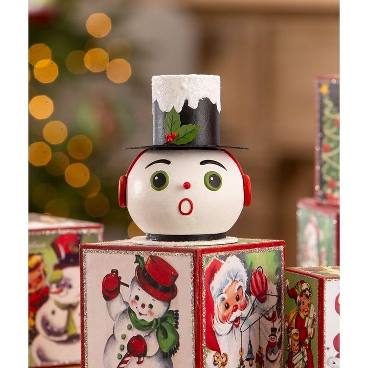 Vintage Surprised Snowman Container by Bethany Lowe