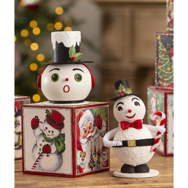 Vintage Surprised Snowman Container by Bethany Lowe