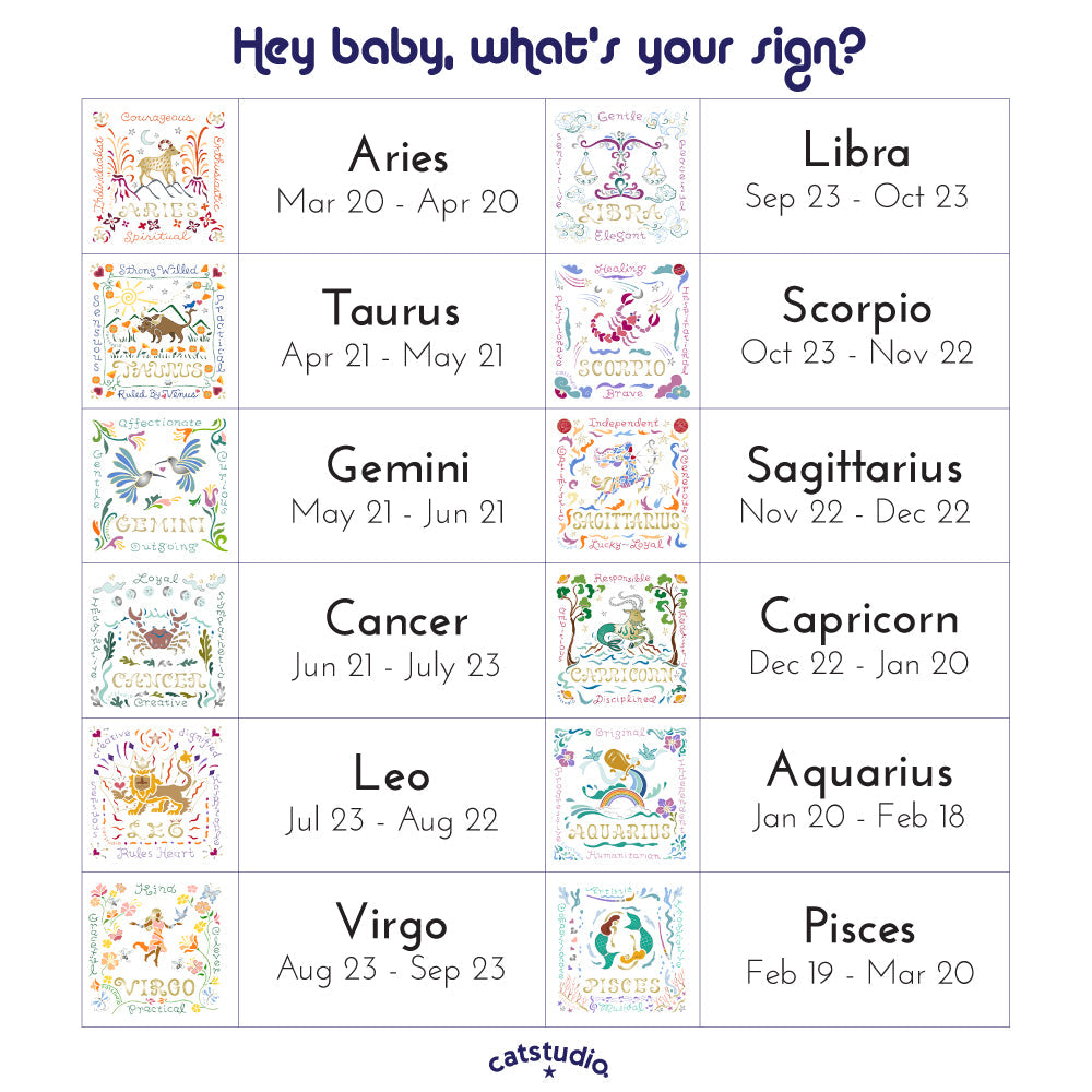 Virgo Astrology Hand-Embroidered Pillow by Cat Studio