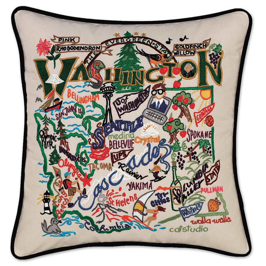 Washington Hand-Embroidered Pillow