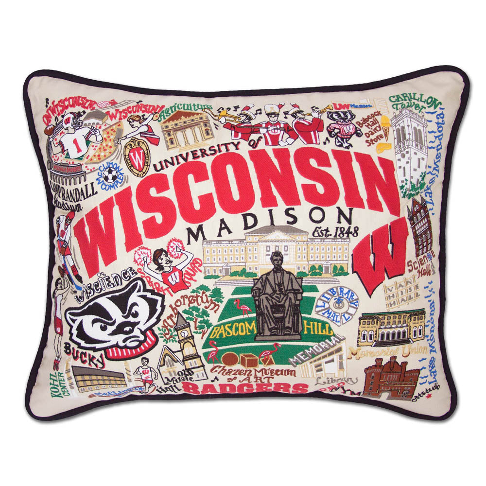 Wisconsin, University of Collegiate Embroidered Pillow by CatStudio