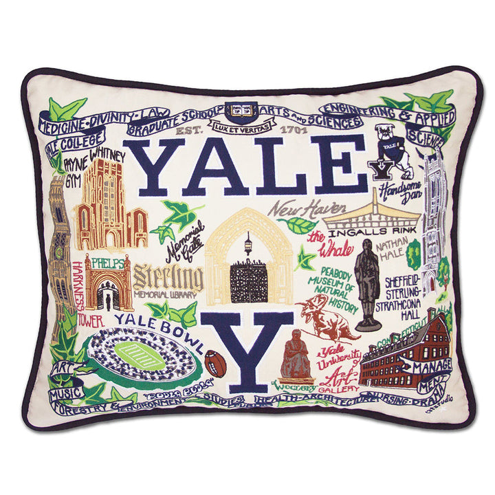 YALE Collegiate Hand-Embroidered Pillow