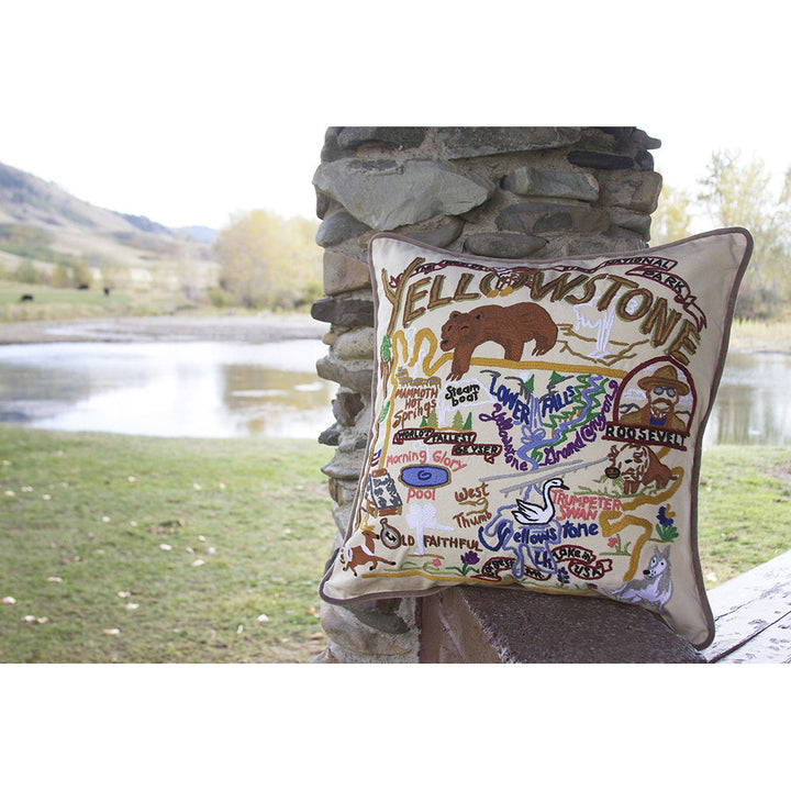 Yellowstone Hand-Embroidered Pillow