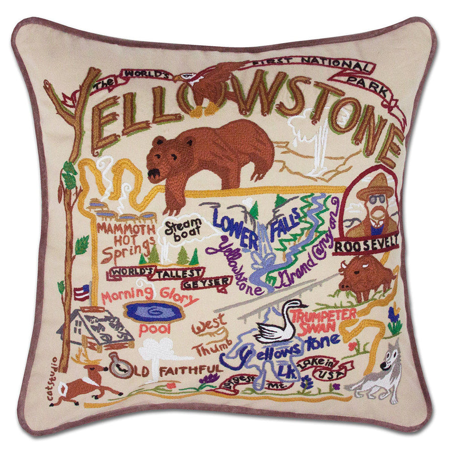 Yellowstone Hand-Embroidered Pillow