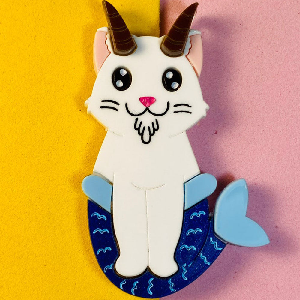 Zodiac Cats Collection - Sagittarius - Capricornus - Aquarius - Pisces Acrylic Brooch by Makokot Design